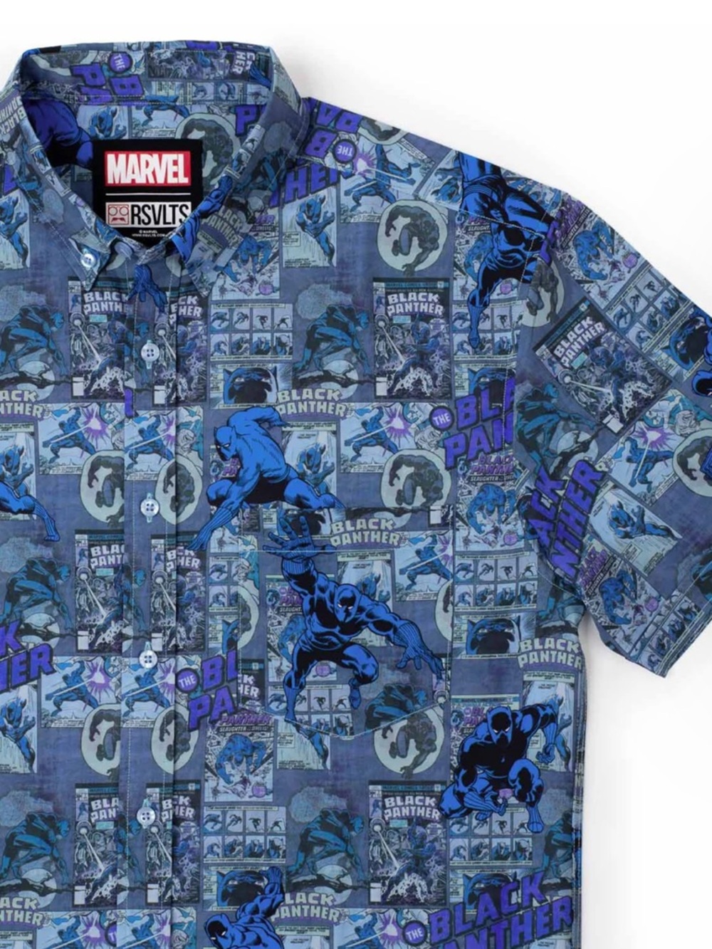 Marvel RSVLTS Black Panther Panther Power Short Sleeve Shirt XS Kunuflex